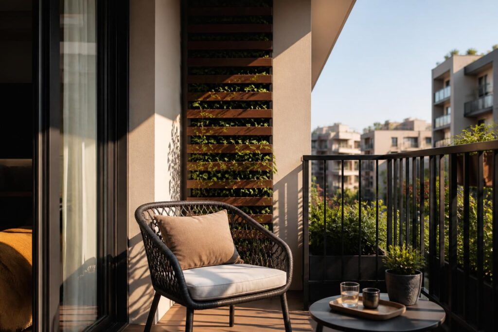 Balcone piccolo: l’elemento verticale che crea ombra senza togliere spazio