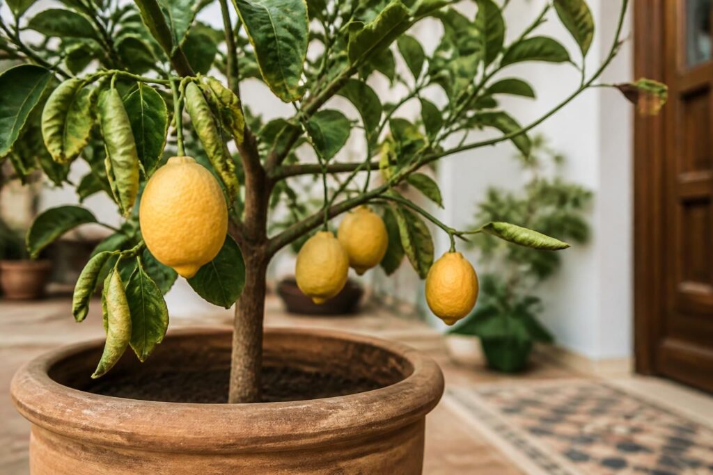 Limone in vaso con foglie accartocciate: il segnale da controllare prima di annaffiare di più